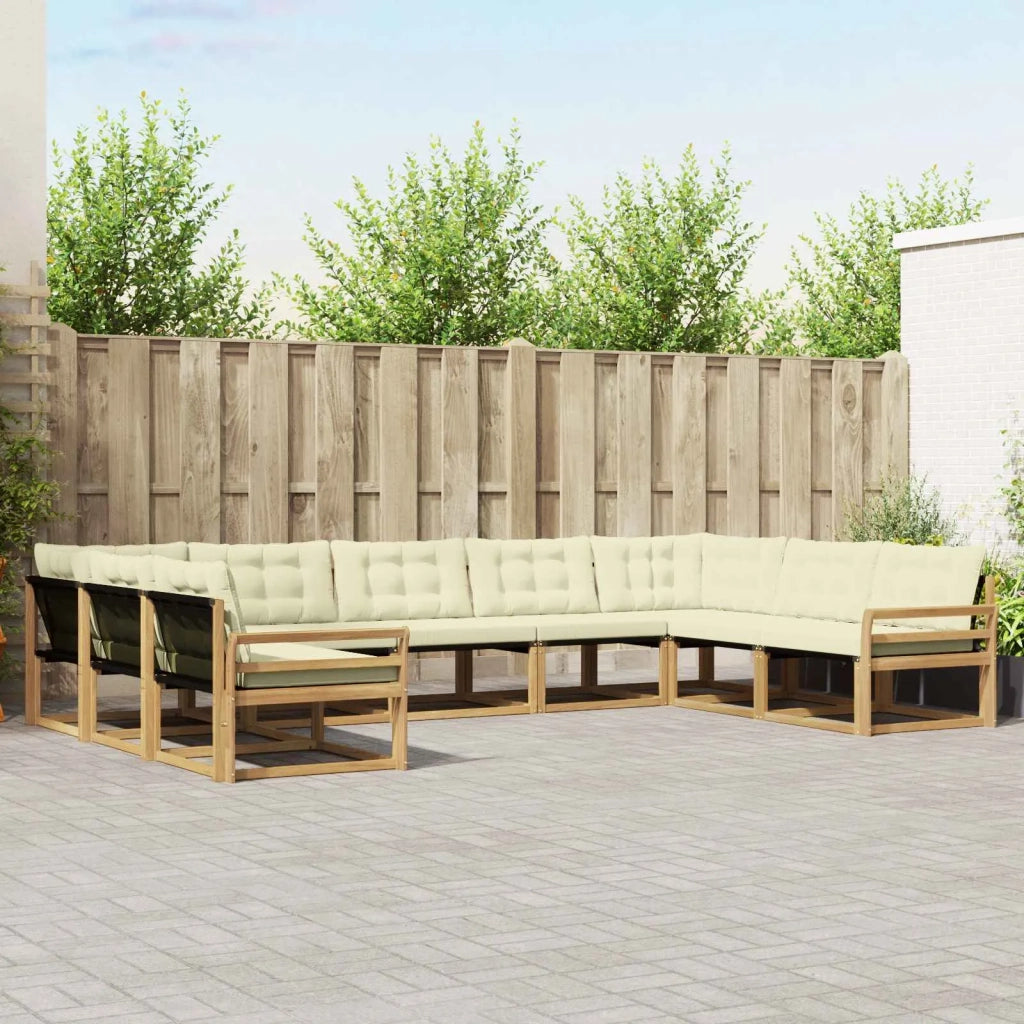 Set di divani da esterno con cuscino 9 pcs Bianco e Crema 3389068