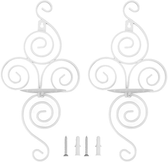Sostegno per candele a muro Opportuno Design - Candelabro in ghisa - Candelabro da parete per interni - Decorazione da parete - Materiale duraturo - Disegno Artigianale a spirale in ghisa
