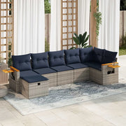 Set Divani da Giardino 7 pz con Cuscini Grigio in Polyrattan 3325988