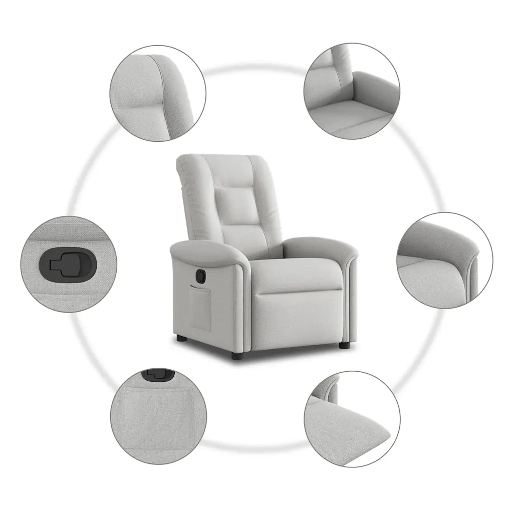 Divano Sedia-Poltrona Reclinabile in Tessuto Grigio Nuvola 665777