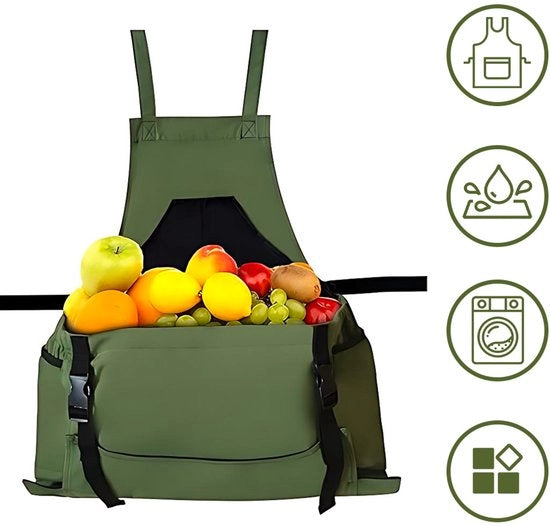 Schort per donna per giardinaggio - Schort per giardinaggio - Schort per giardinieri - Schort per giardiniere con tasche grandi - Schort per raccolta con regolazione - Verde