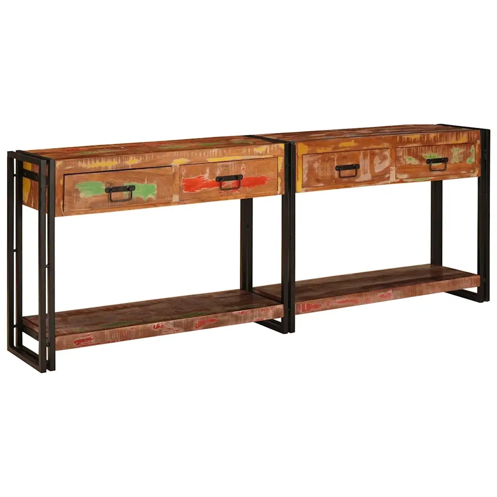 Tavoli consolle 2 pcs Multicolore Legno Recuperato Massello 3324228
