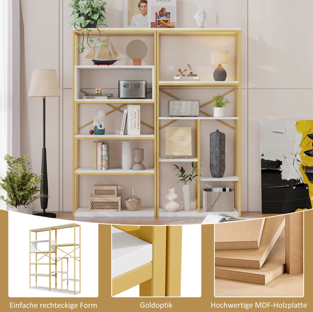 Libreria moderna 160x29,5x180 cm in MDF e metallo
