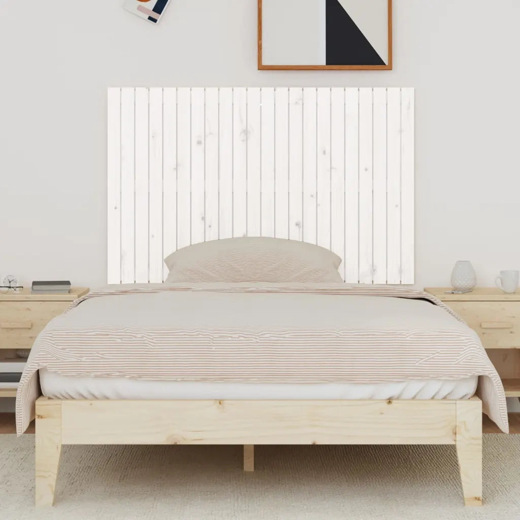 Testiera | Testata da Parete Bianca 140x3x90 cm in Legno Massello di Pino
