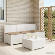 Divano da esterno-Divano da Giardino 3 posti con cuscini in look rattan PP Bianco 755711