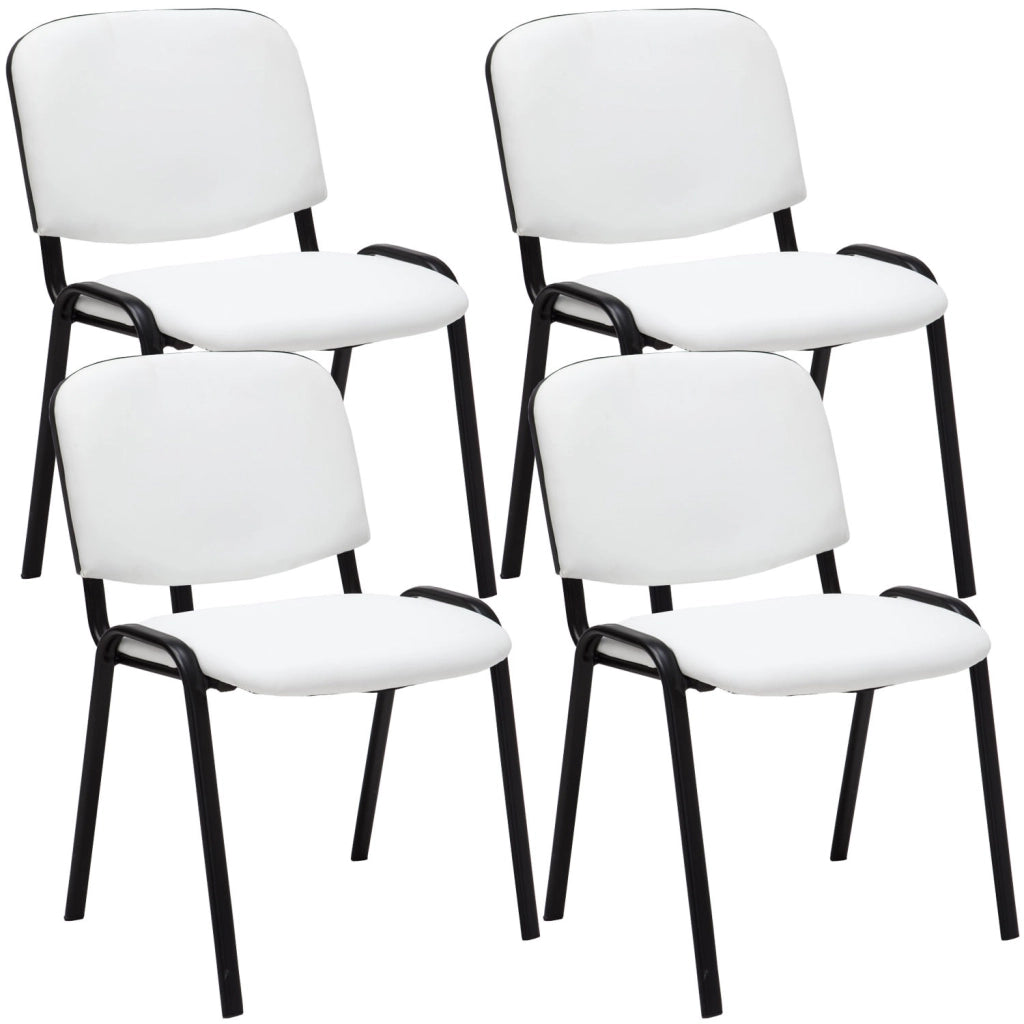 Set 4 Sedie Ufficio Ken Imbottite In Similpelle bianco
