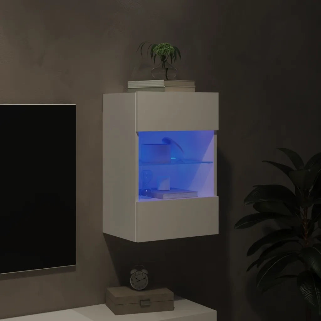 Mobile TV a Parete | Armadietto TV | Mobile Porta TV con Luci LED Bianco 40x30x60,5 cm