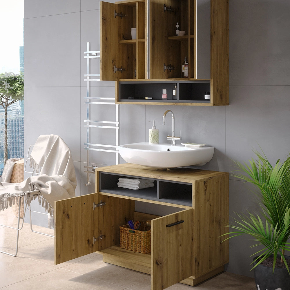 Vicco Set di mobili da bagno Rovere artigianale 2 parti