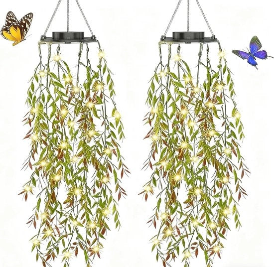 Set di 2 lampade da giardino a raffia solare - 66 LED lampada da esterno IP65 acqua resistente - lampada da campeggio a mano regolabile - decorazione da piscina per matrimoni e romantico abbellimento - decorazione da giardino energetica efficiente