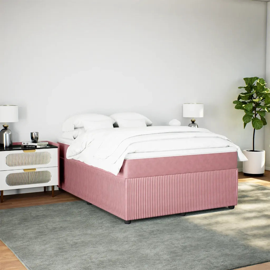 Giroletto a Molle con Materasso Rosa 160x200 cm in Velluto