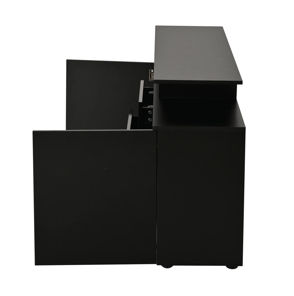 Sideboard 160x35x70 cm con LED e USB; 2 porte; 4 cassetti; nero
