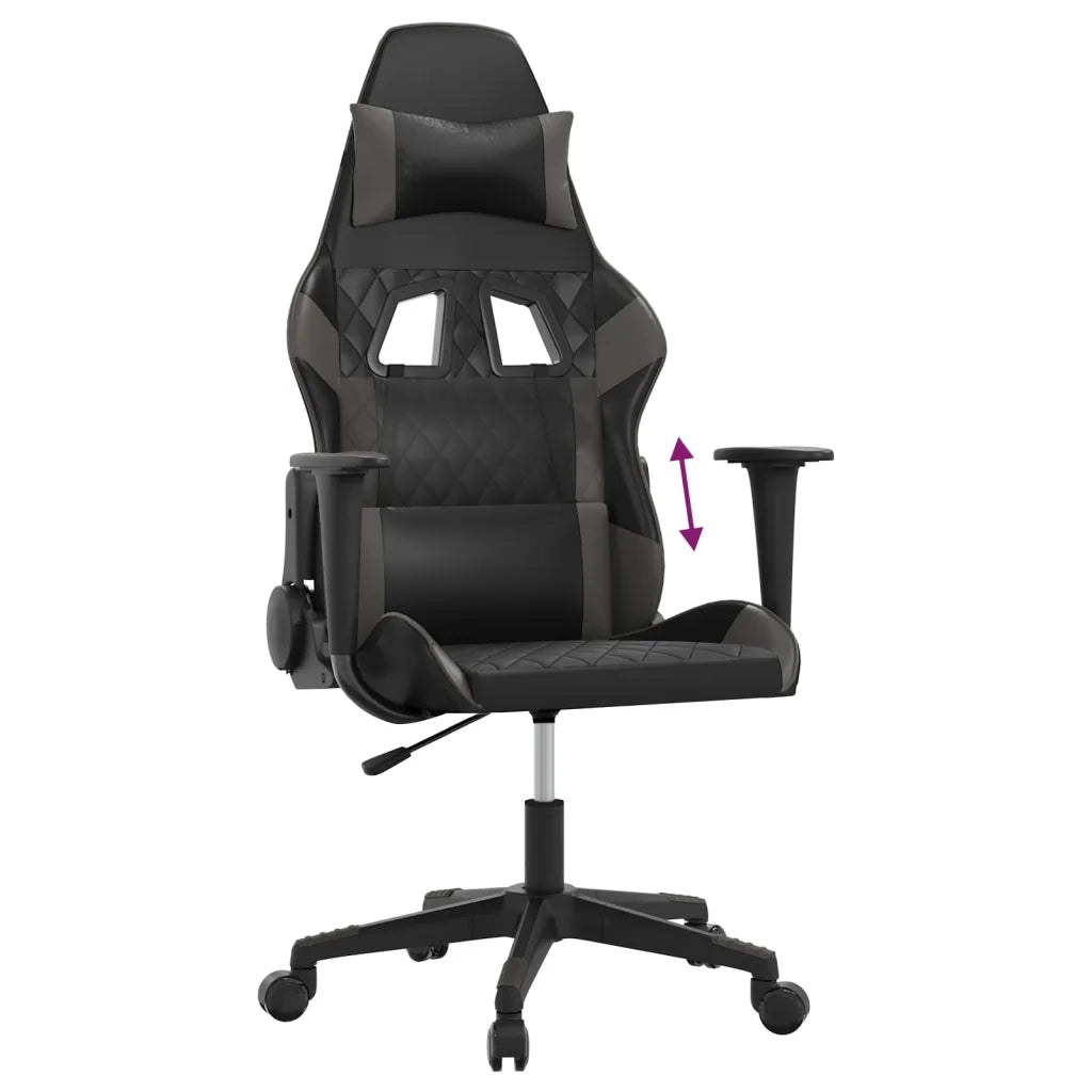 vidaXL Sedia da Gaming Nera e Grigia in Similpelle