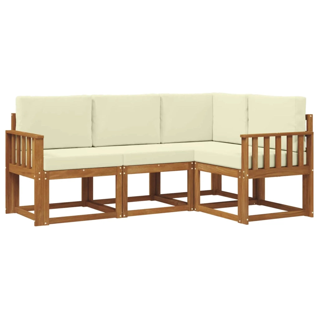 Set di divani da esterno con cuscino 4 pcs Naturale e Crema
