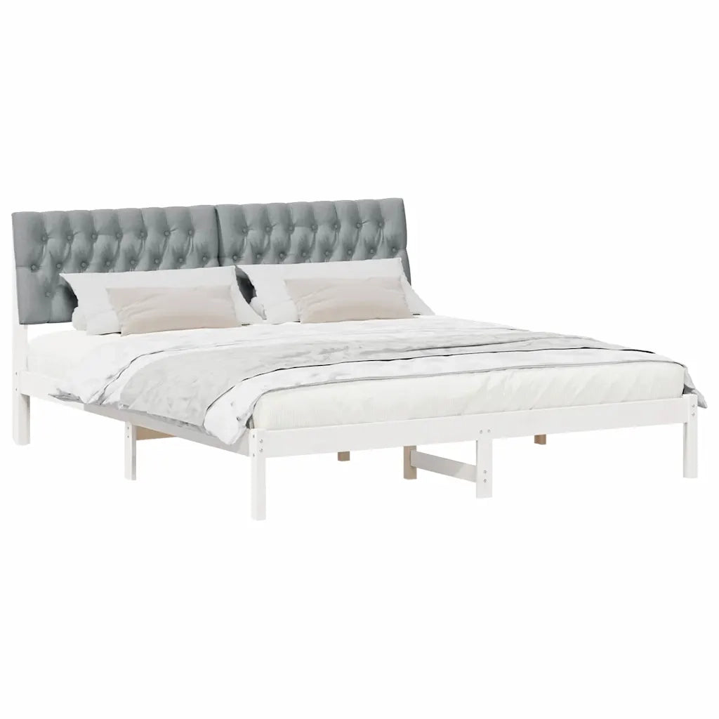 Letto con Testiera Rivestita con testiera Bianco 180 x 200 cm 3394387