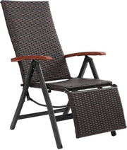 Tuile da Giardino con Sostegno alle Caviglie Regolabile - Ripiegabile - Schienale Regolabile - Rivestimento Comodo - Lounge - Marrone