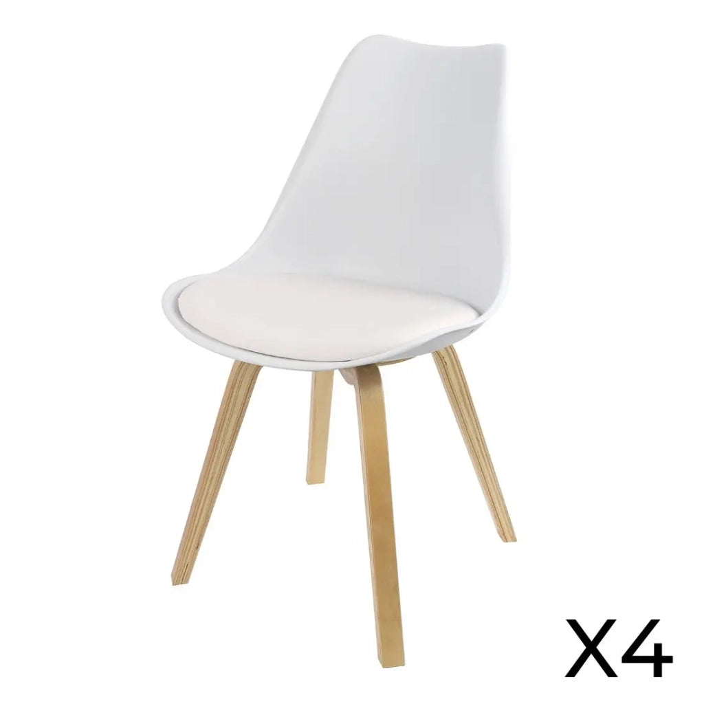 Set di 4 sedie design bianche con cuscino collezione MIA