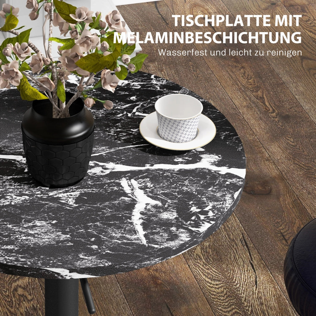 Tavolino bar ¨C zephmum ¨C Nero, Marmo effetto, 60x60x68-93.5 cm