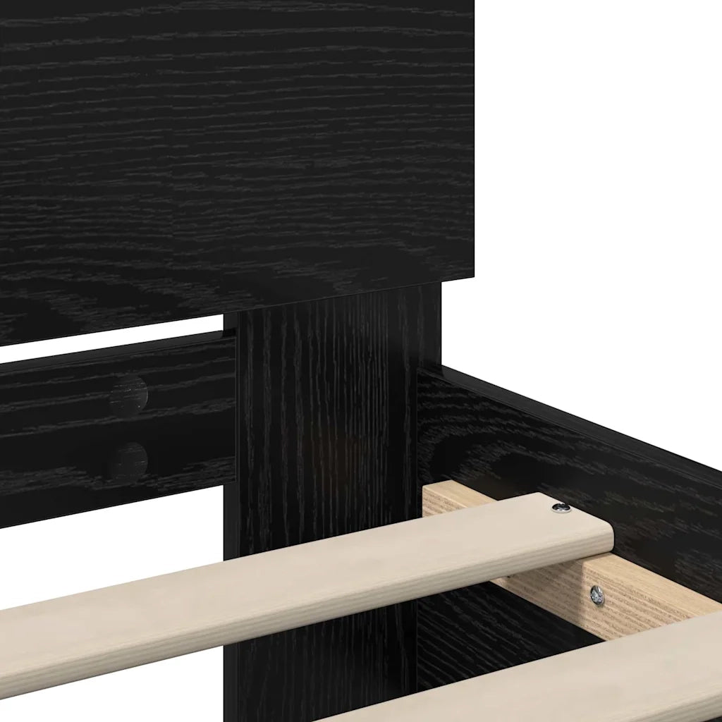 Struttura del letto-Giroletto Rovere Nero 90 x 200 cm Legno multistrato 948818
