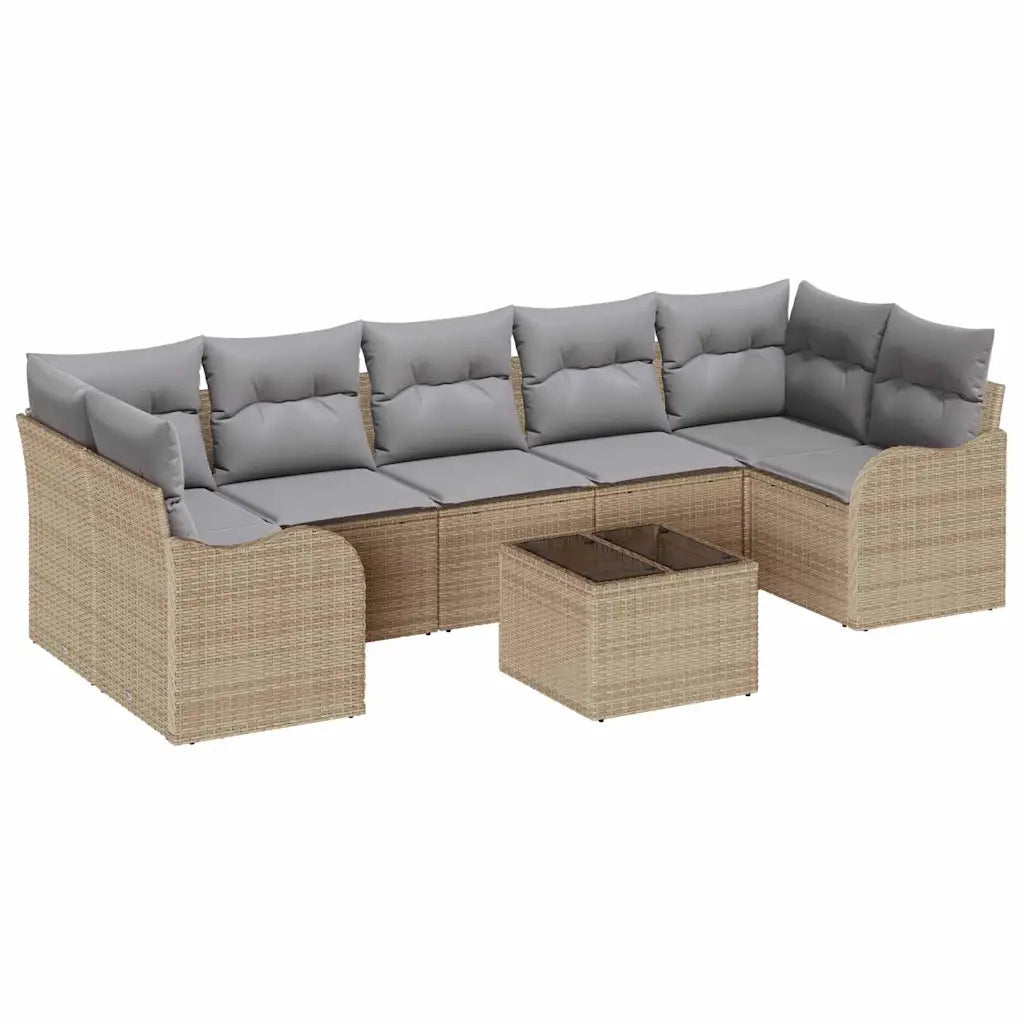 Set Divano da Giardino con cuscino 8 pcs Beige e grigio 3354289