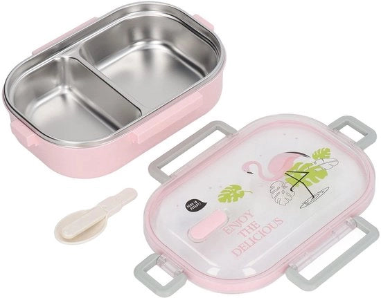 Contenitore Isolato in Acciaio Inossidabile per Picnic e Scuola - Borsa con Compartimenti Portatile - Dimensioni 21,5 x 15 x 6,5 cm