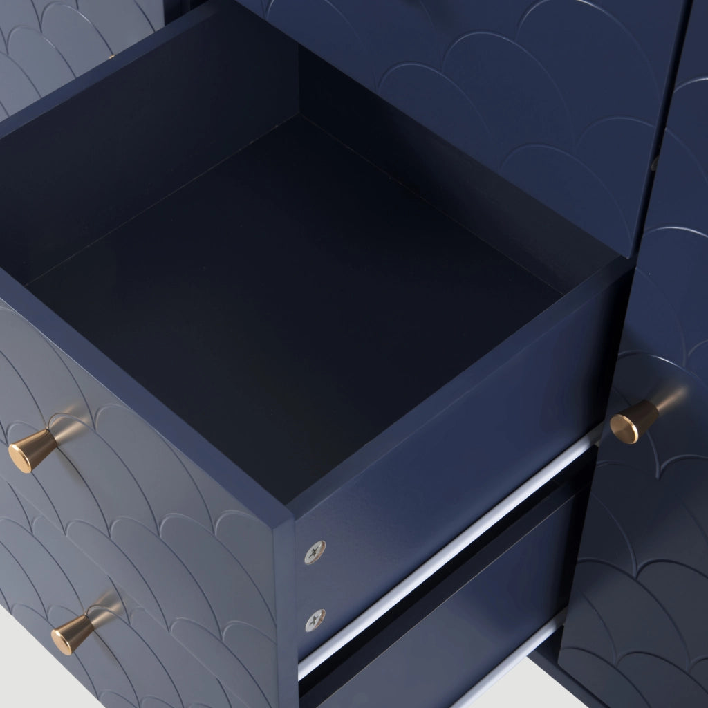 OKWISH Credenza con 2 Ante e 3 Cassetti, Ripiano Regolabile, per Soggiorno o Camera, Legno e Metallo, 120 x 40 x 83 cm
