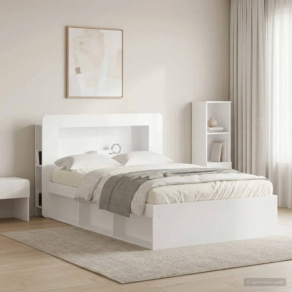 Testata del letto Bianco Lucido Legno ingegnerizzato