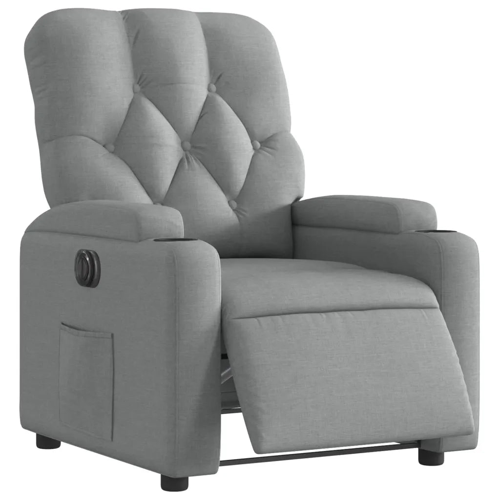 Poltrona | Sedia Relax Elettrica Reclinabile Grigio Chiaro in Tessuto