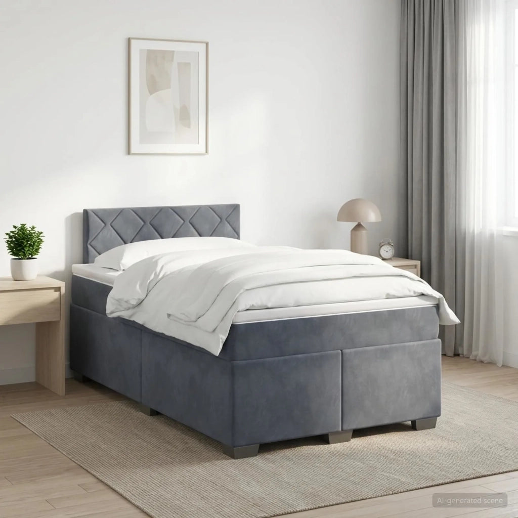 Letto box spring con materasso Grigio Scuro 120 x 200 cm 3450699