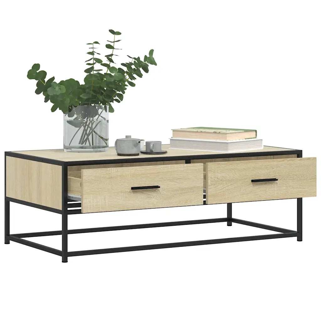 Tavolino Salotto Rovere Sonoma 100x50x35 cm Multistrato Metallo 848780