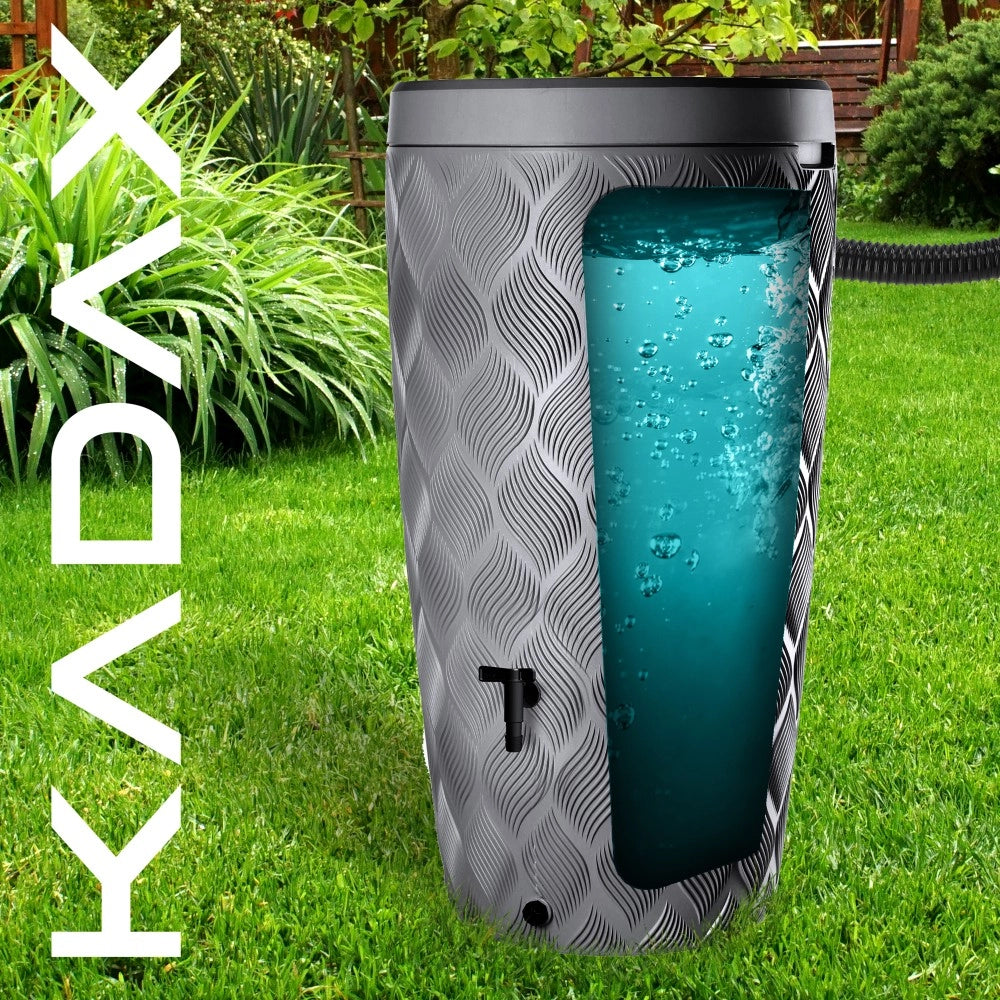 Serbatoio per acqua piovana KADAX, barile da 240 litri, contenitore, vaso da fiori, base per rubinetto, antracite
