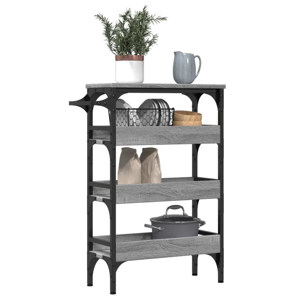 Carrello da Cucina-Scaffale per Cucina Grigio Sonoma 53x20x76 cm Legno Multistrato