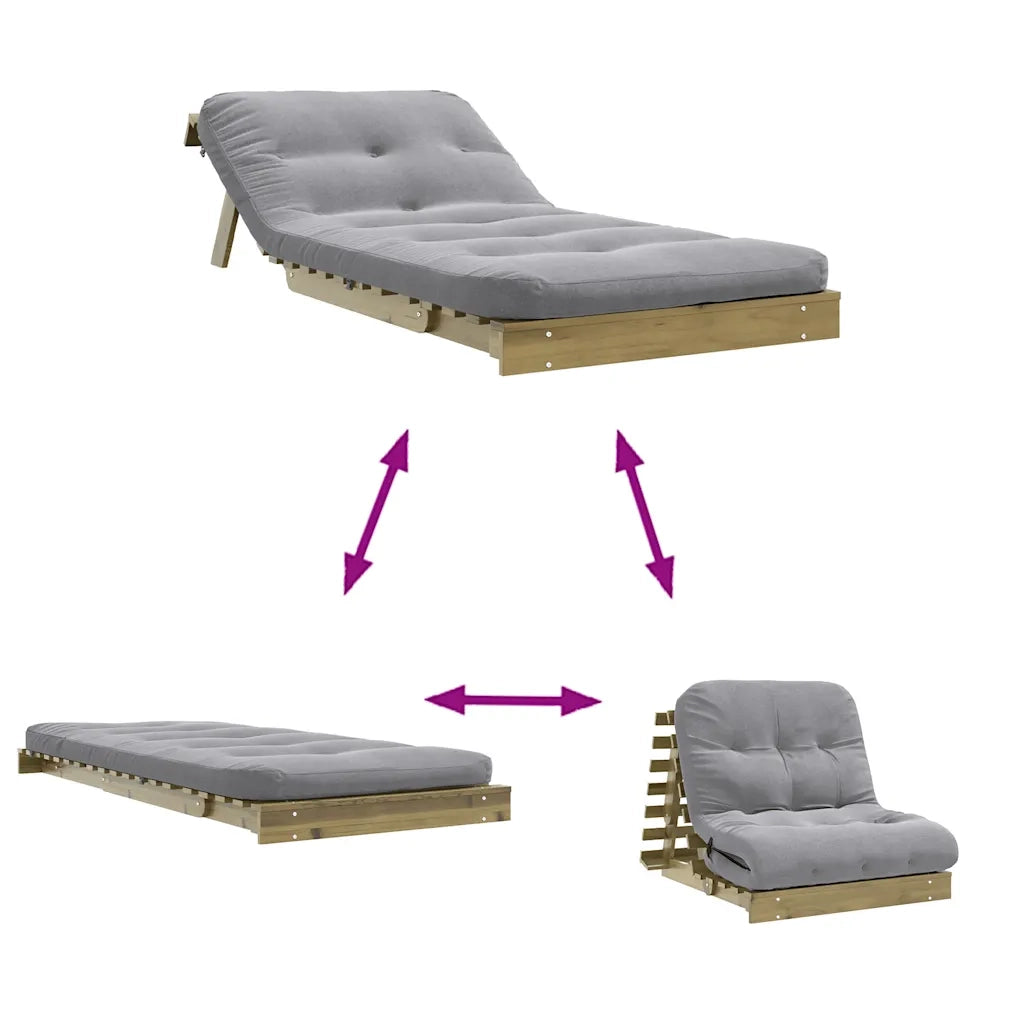 Divano letto | Sof¨¤ letto | Letto singolo Futon con Materasso 90x206x11cm Pino Impregnato