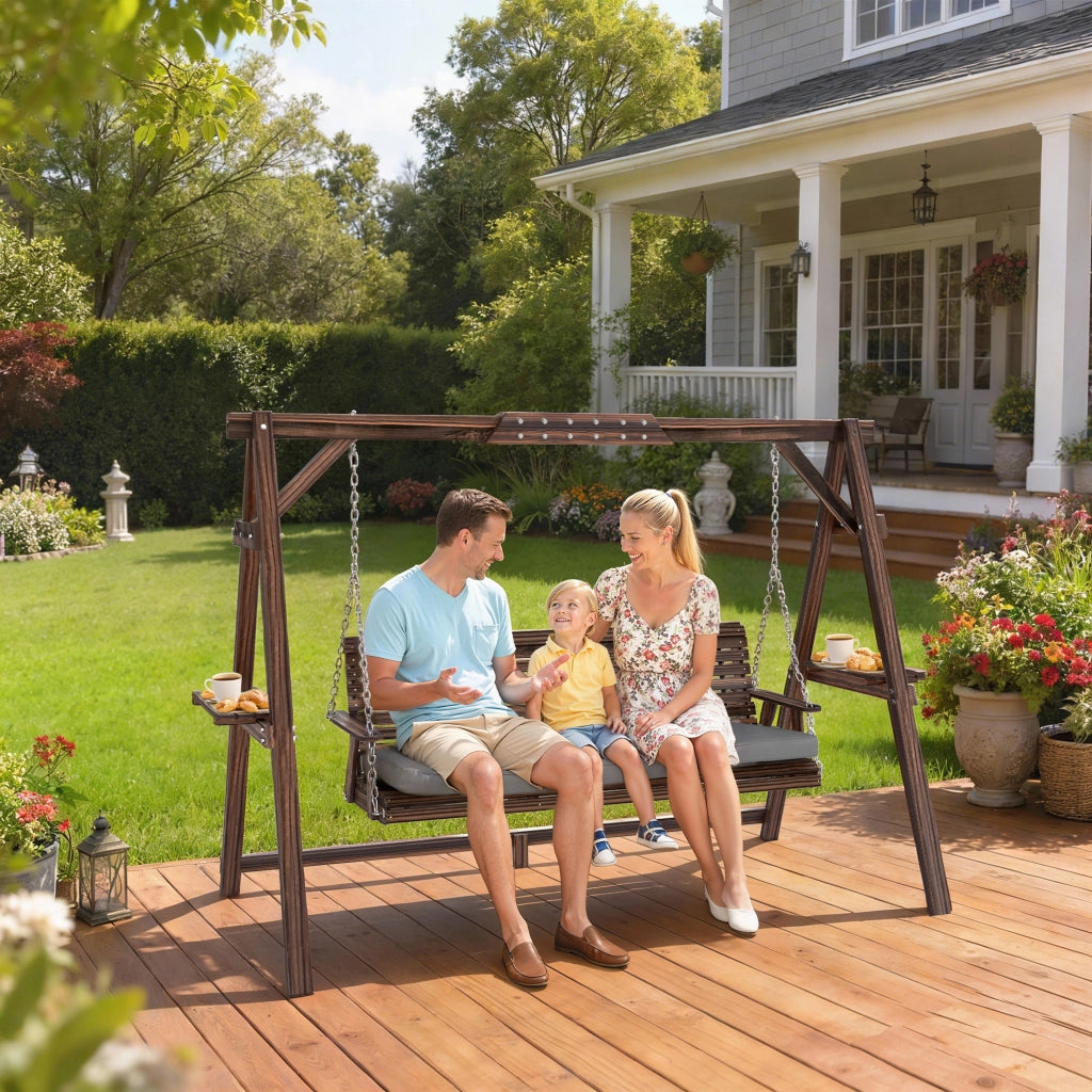 Altalena da giardino 3 posti in legno ¨C zephmum ¨C colore antracite