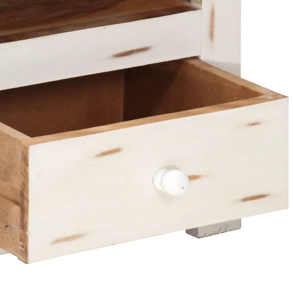 Mobile TV in Legno Massello di Acacia 110x30x40 cm Bianco 337849