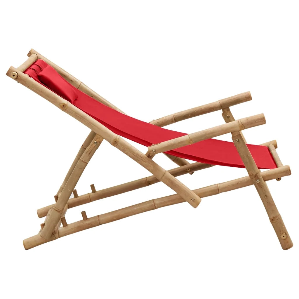 Sedia a Sdraio in BambÃ¹ e Tela Rosso cod mxl 16974