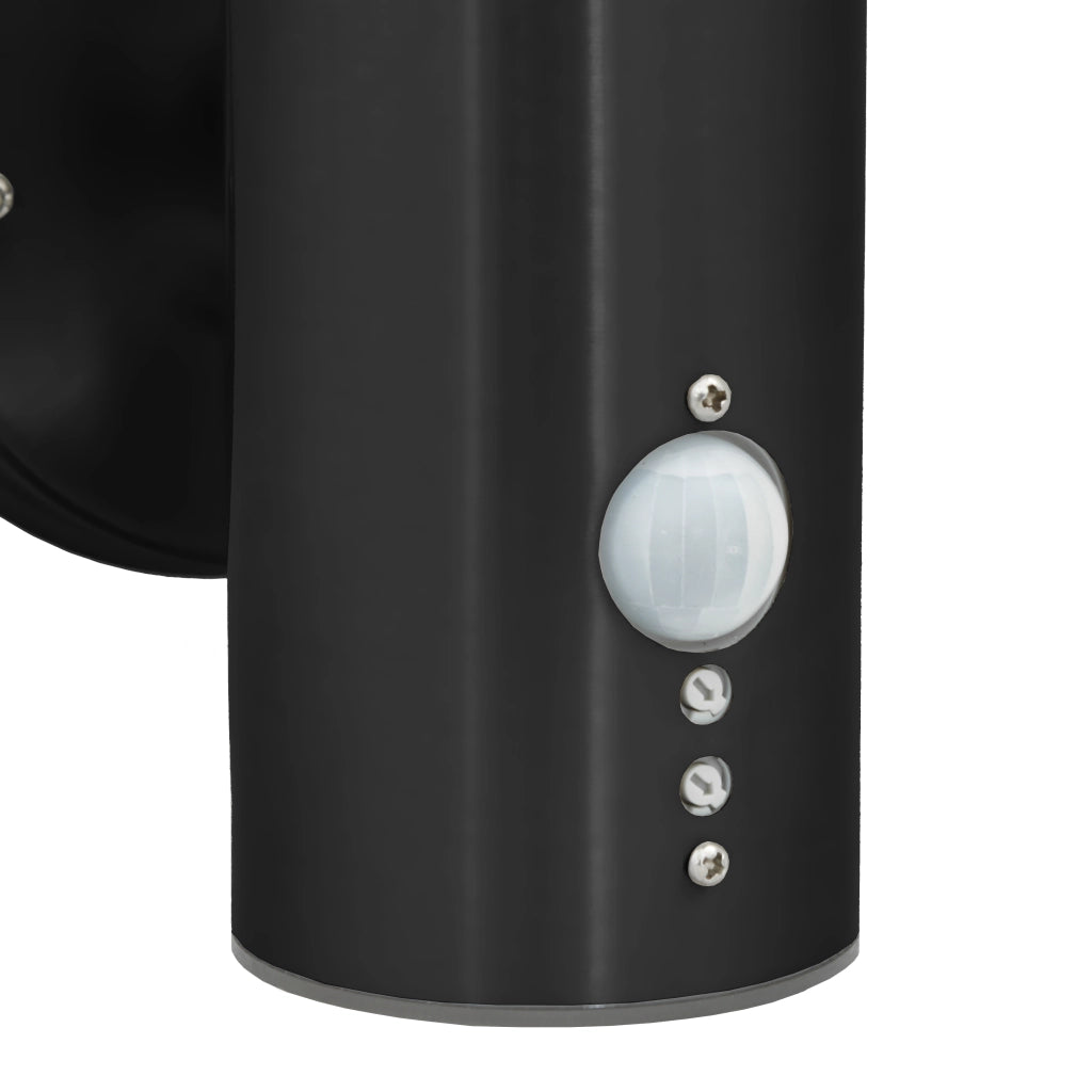 Lampada da Parete Esterna con Sensore Nera Acciaio Inossidabile IP44