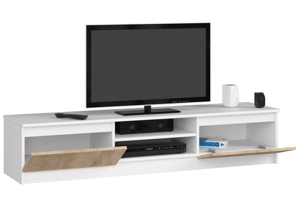 Mobile TV AKORD Bianco 160 cm 2 ante inserto frontale Sonoma Quercia 160x40x33 cm