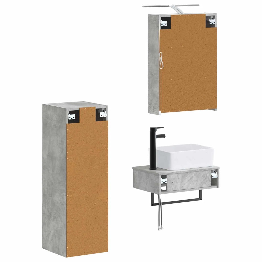 Set di Armadi da Bagno 4 pcs Grigio Cemento 50 x 14,5 x 70 cm 3407386