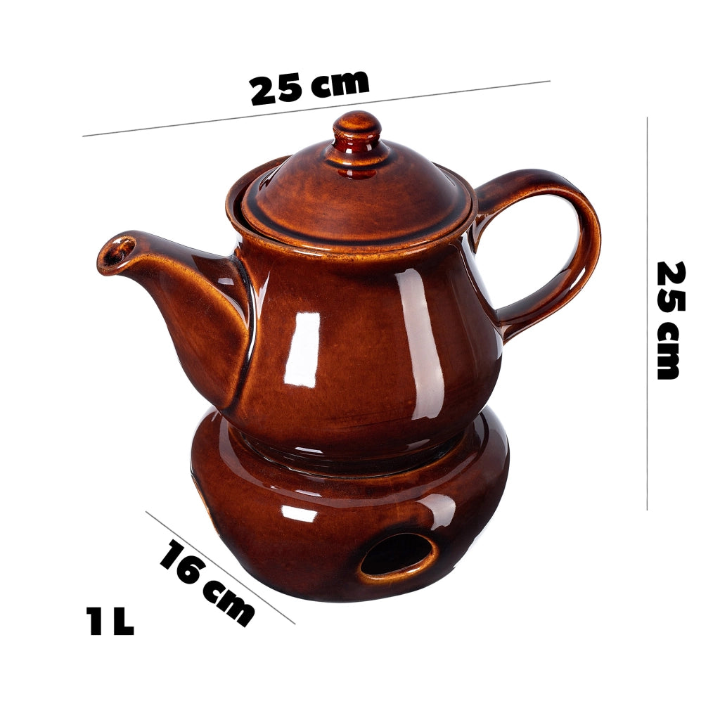 Teiera KADAX con scaldatinta per erbe da 1 litro, in ceramica e gres.