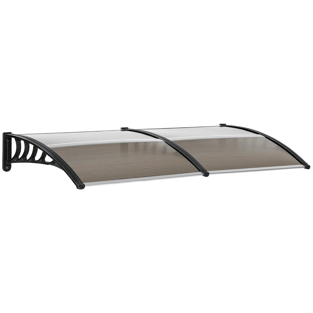 EasyComfort Pensilina da Esterno per Finestre e Porte, in Policarbonato e Alluminio, 200x96x27cm, Marrone