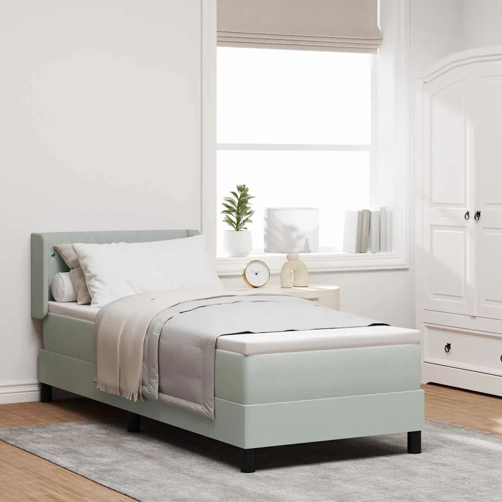 Letto a molle con testiera Grigio chiaro 200 x 80 cm Poliestere