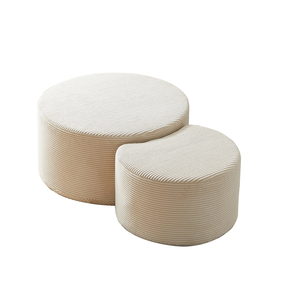 Set tavolini-Xylo-2 pezzi rotondi imbottiti pouf