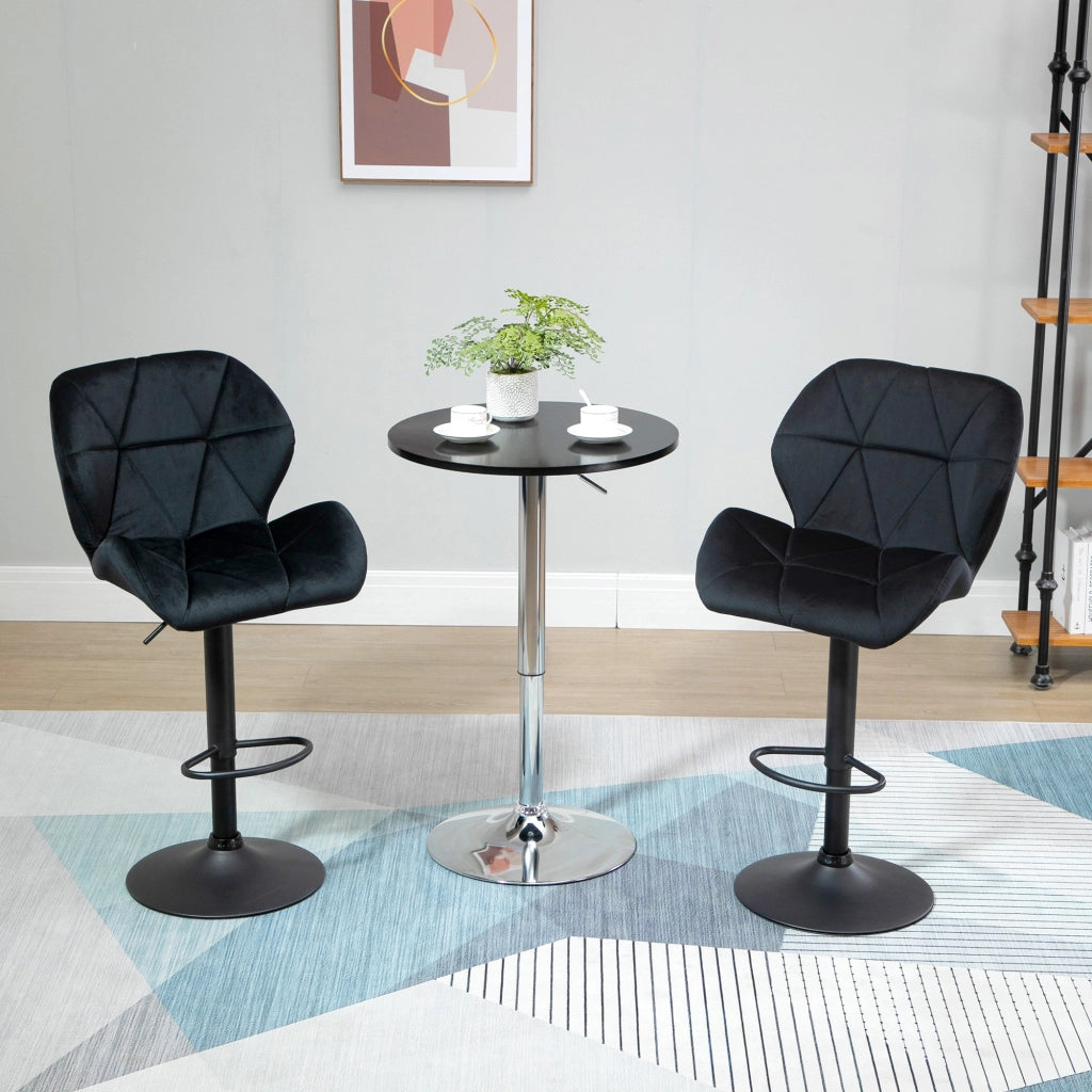 Set di 2 sgabelli da bar girevoli con schienale regolabili in altezza ¨C ZephMum ¨C Schiuma, Velluto, Nero 51.5x57.5x93-114.5 cm