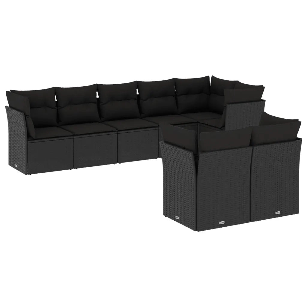 Set Divani da Giardino con Cuscini 8 pz Nero in Polyrattan 3249744
