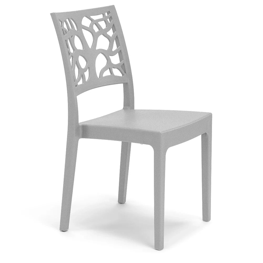 Set 2 sedie in polipropilene TETI, impilabile, resistente ai raggi UV, design moderno, ideale per sala da pranzo, cucina, sala d’attesa, bar, ristoranti o giardino, colore Cemento