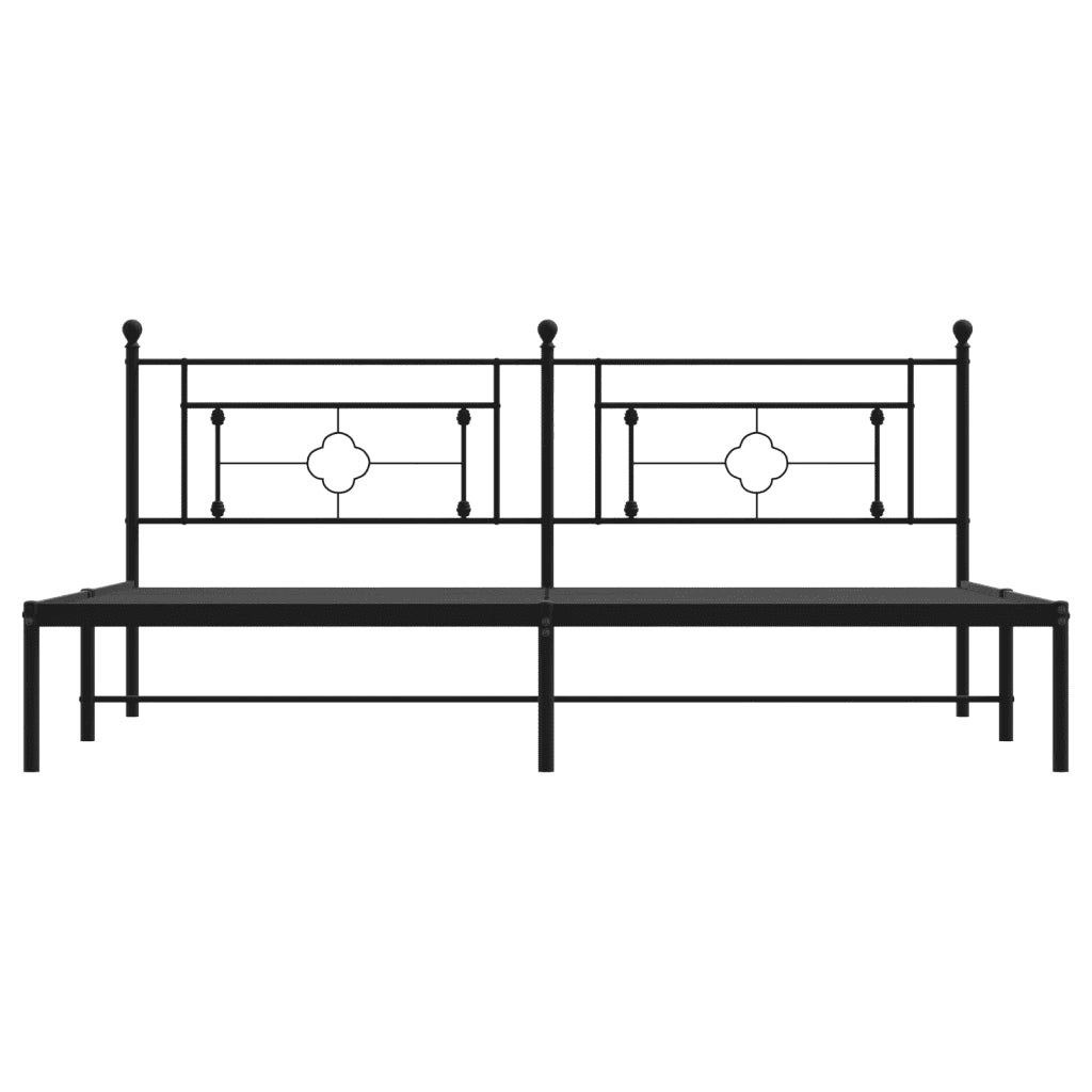Giroletto con Testiera in Metallo Nero 200x200 cm 374346