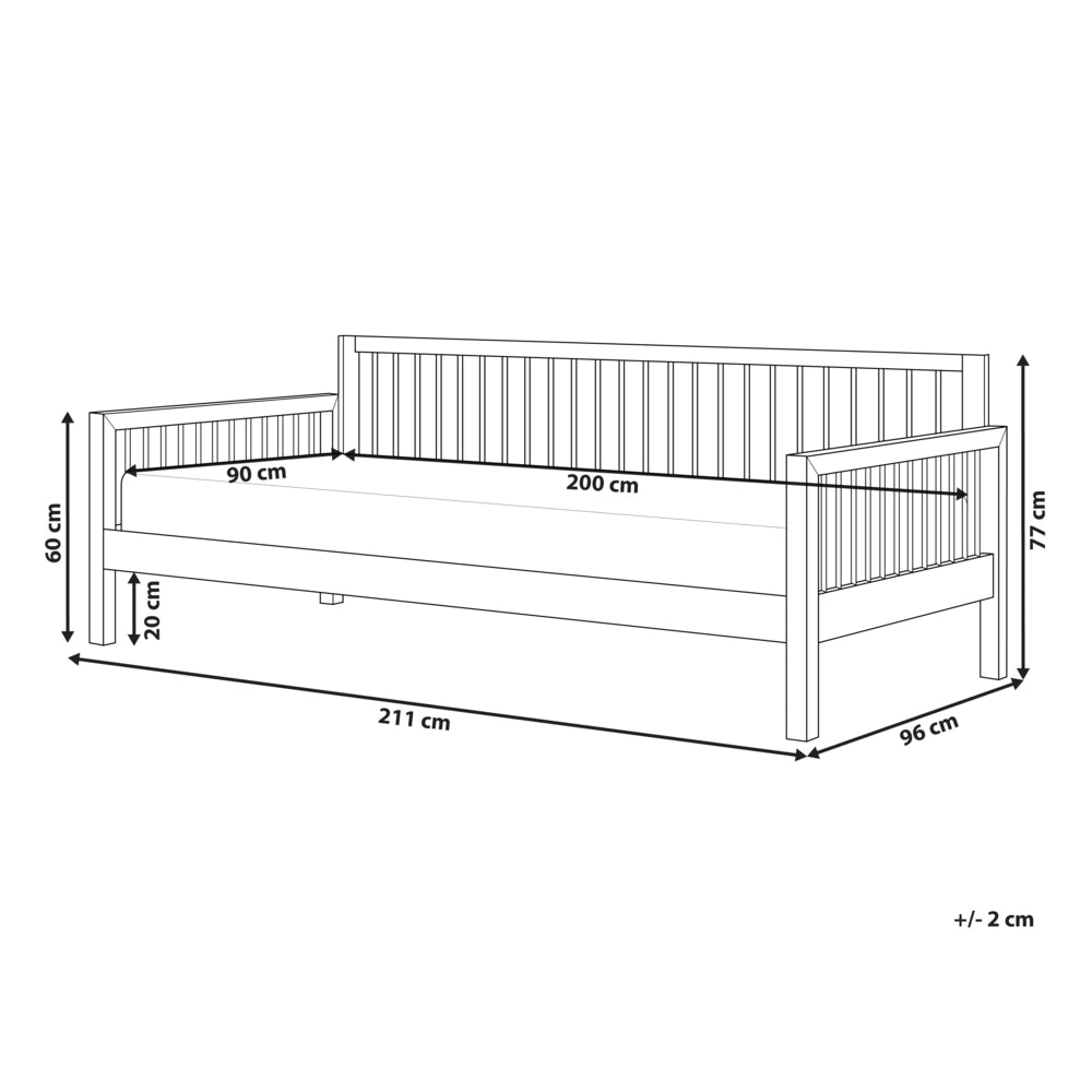 Divano letto 90 x 200 cm con struttura a doghe legno bianco e metallo elegante giardino