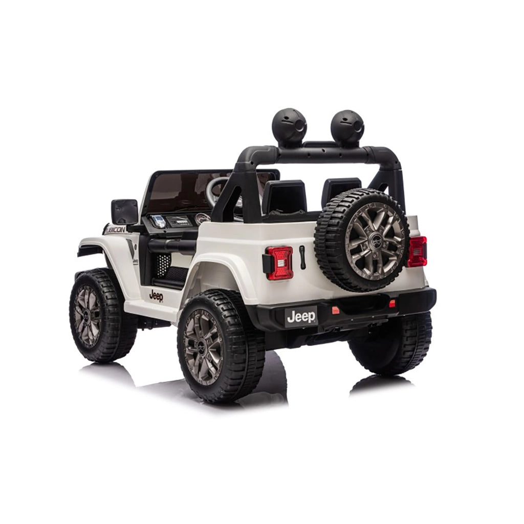 Macchina Elettrica per Bambini Jeep Wrangler Rubicon 12V con Telecomando Bianco