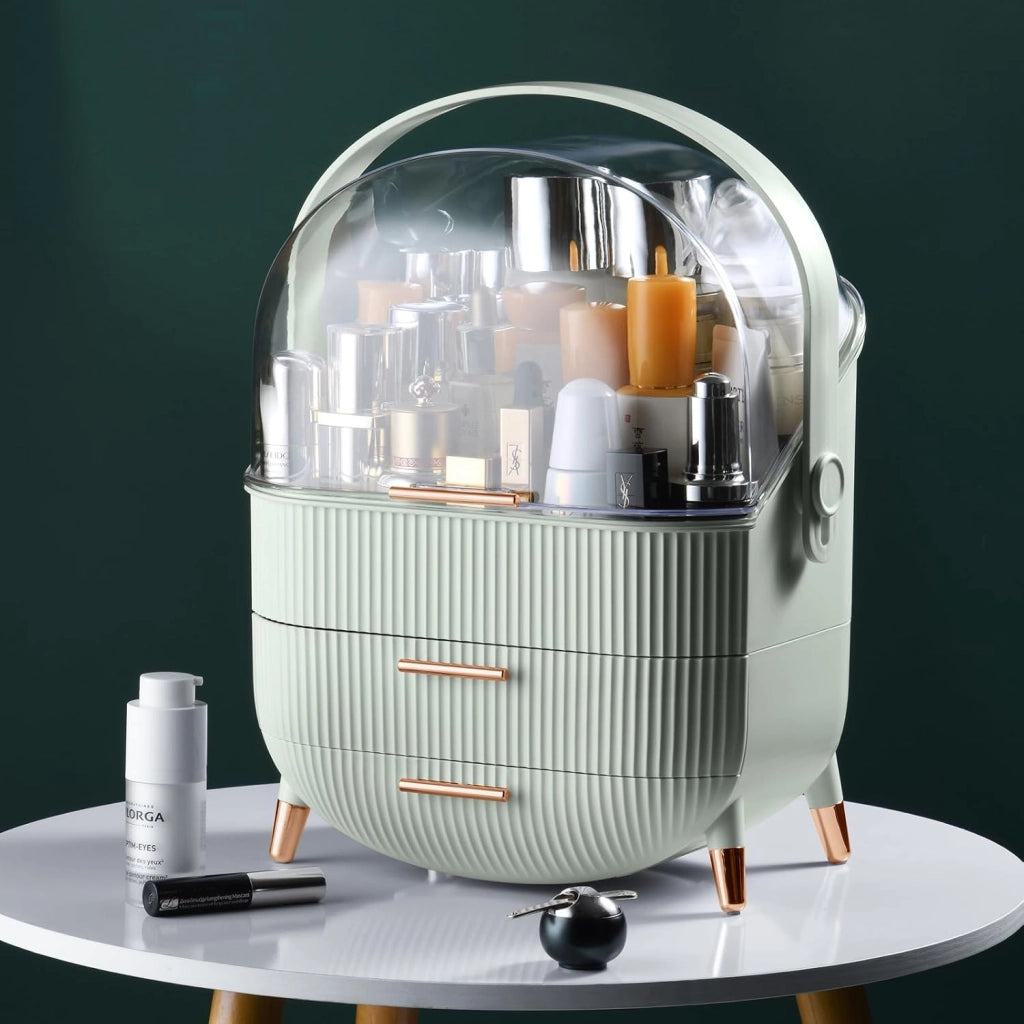 ZMH Porta trucchi da scrivania con più cassetti contenitore per cosmetici verde chiaro 29 x 19 x 38 cm