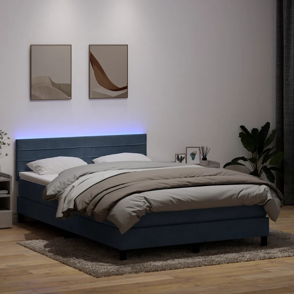 Letto a Molle con Materasso e LED Grigio Scuro 160x210 cm Velluto 3316984